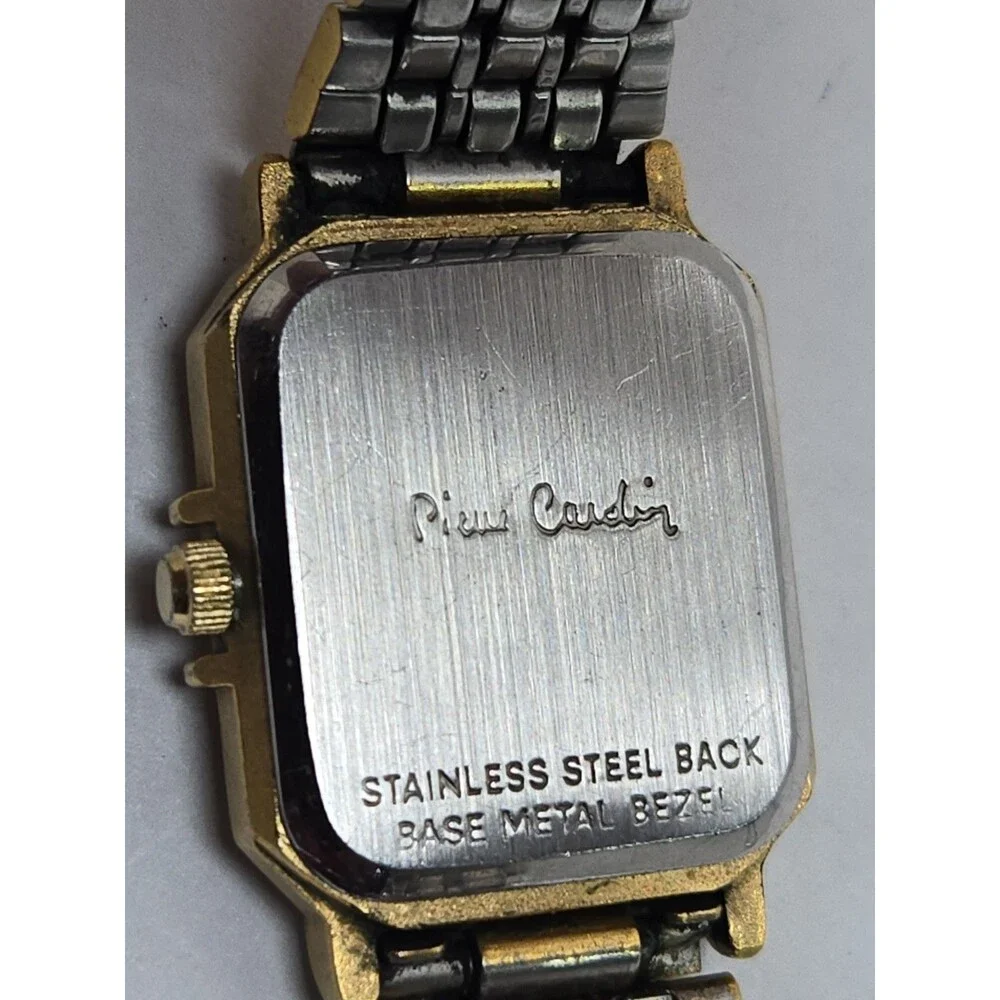 Womens Vintage Pierre Cardin Gold Tone Slim Tank Quartz Watch Dress New Battery